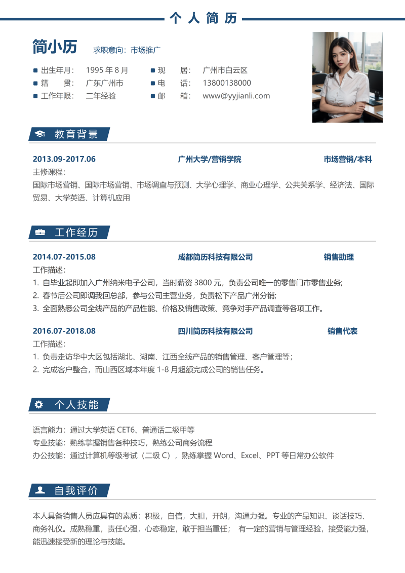 市场推广简历模板